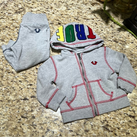 True Religion Grey Jogger Toddler Set 12M - Picture 2 of 5